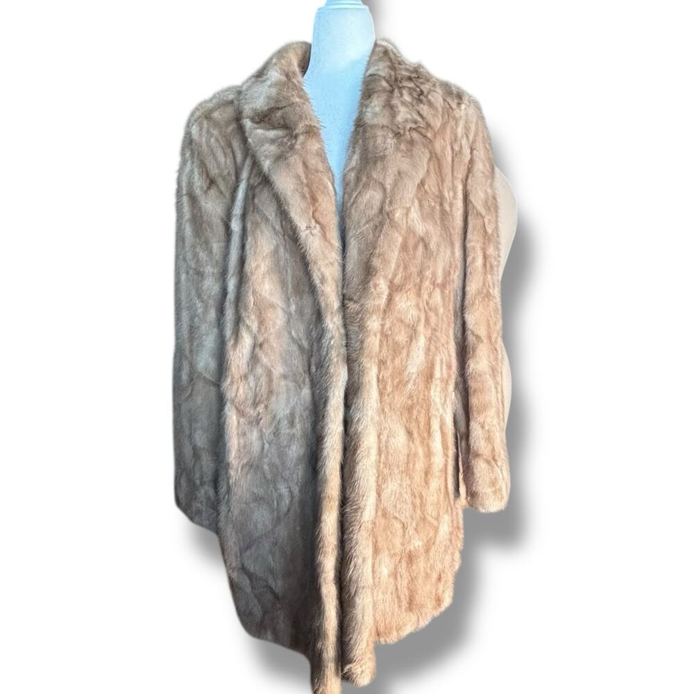 Vintage 60s A Herman Furs Brown Mink Fur Coat Mid Length Lined Classic Luxury